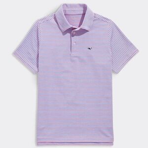 Vineyard Vines Boys Bradley Stripe Sankaty Performance Pink and Blue Polo Shirt